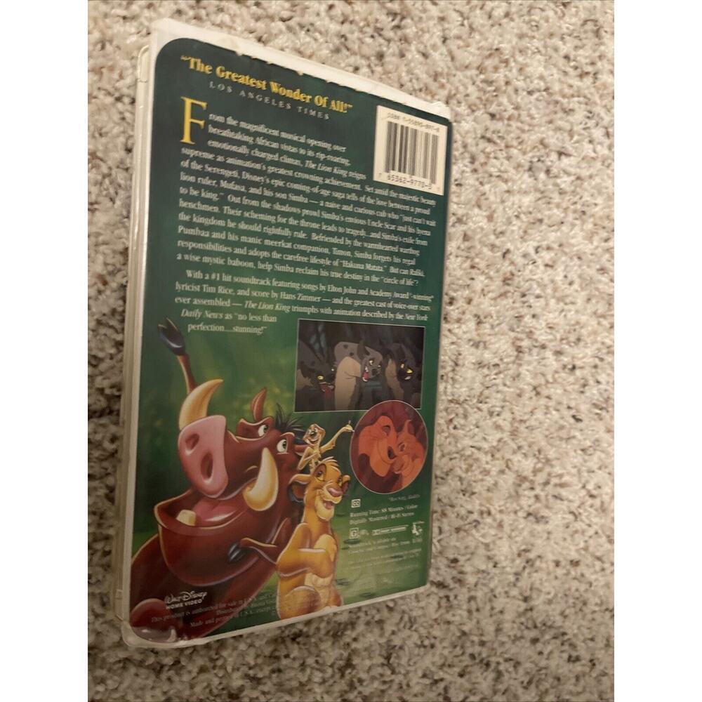 Walt Disney masterpiece The Lion King on VHS with case - Picture 3 of 6